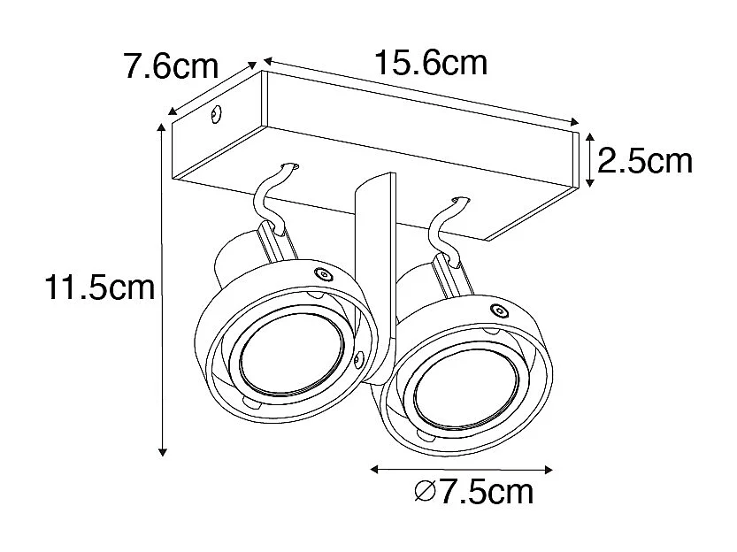 Spot de plafond moderne blanc 2 lumières GU10 50mm - Master