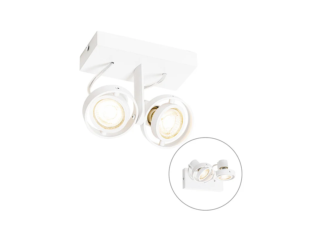 Spot de plafond moderne blanc 2 lumières GU10 50mm - Master