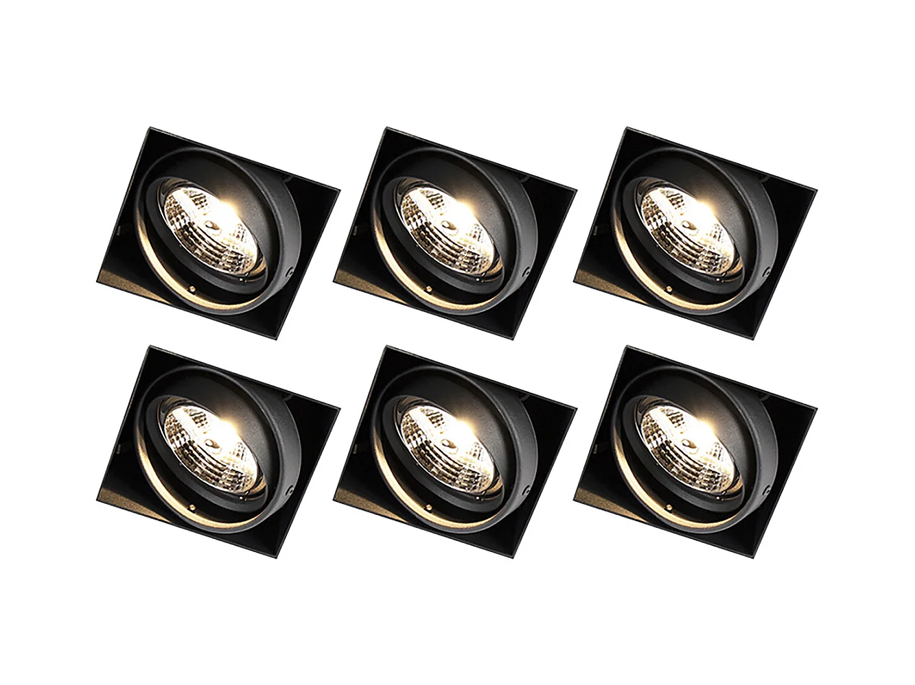 Lot de 6 spots encastrés noirs GU10 AR70 sans bordure - Oneon