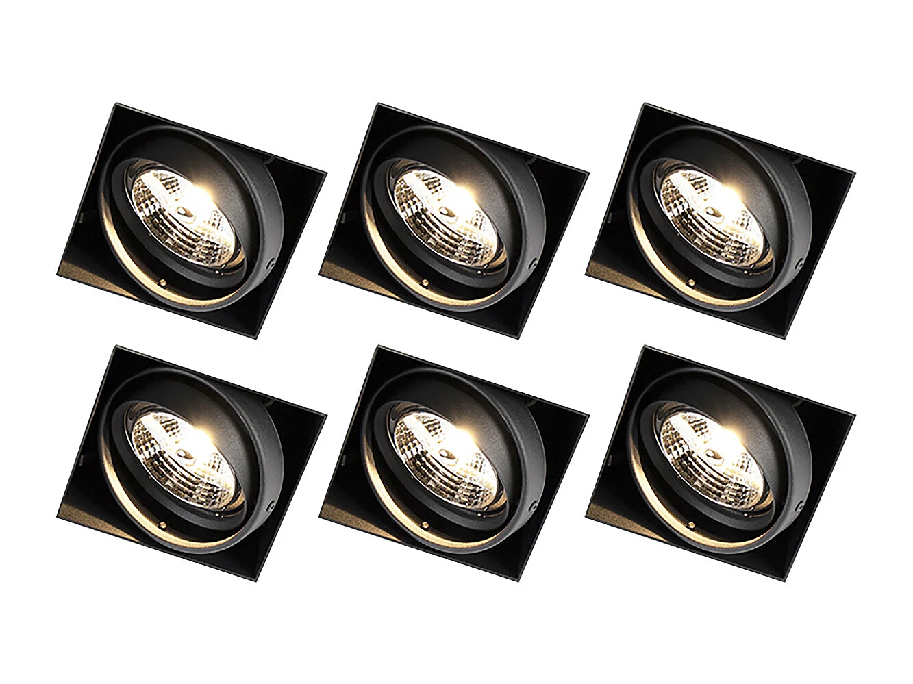Lot de 6 spots encastrés noirs GU10 AR70 sans bordure - Oneon