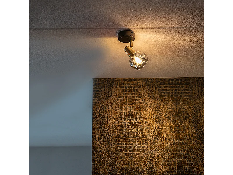 Spot Art déco doré avec verre fumé - Vidro