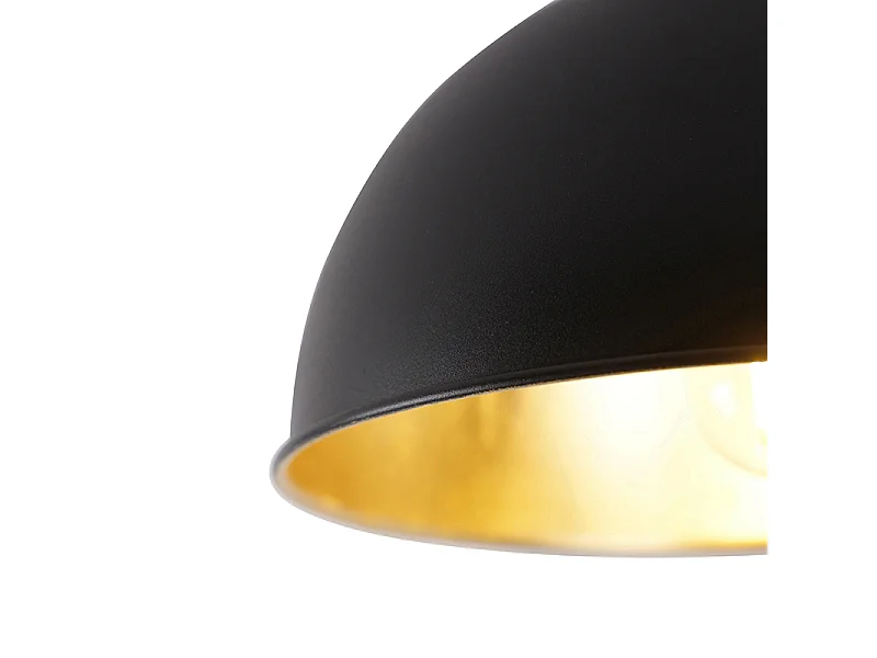 Plafonnier industriel noir avec or 28 cm - Magnax