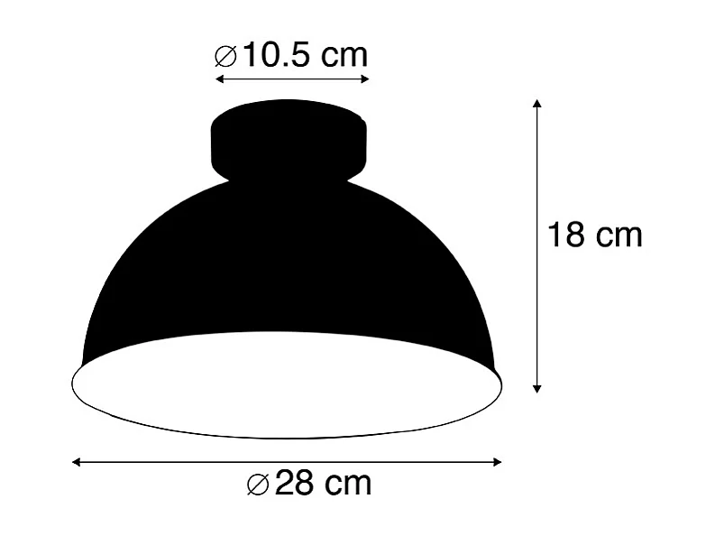 Plafonnier industriel noir avec or 28 cm - Magnax