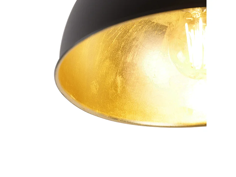 Plafonnier industriel noir avec or 28 cm - Magnax