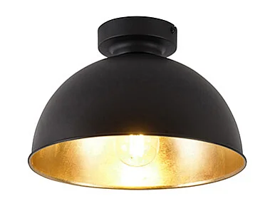 Plafonnier industriel noir & or 28 cm - Magnax
