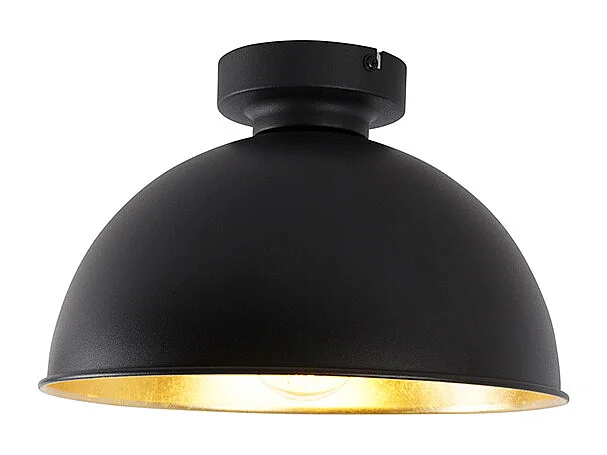 Plafonnier industriel noir & or 28 cm - Magnax