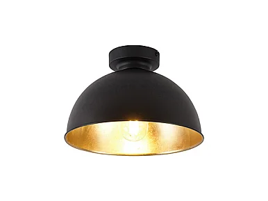 Plafonnier industriel noir avec or 28 cm - Magnax