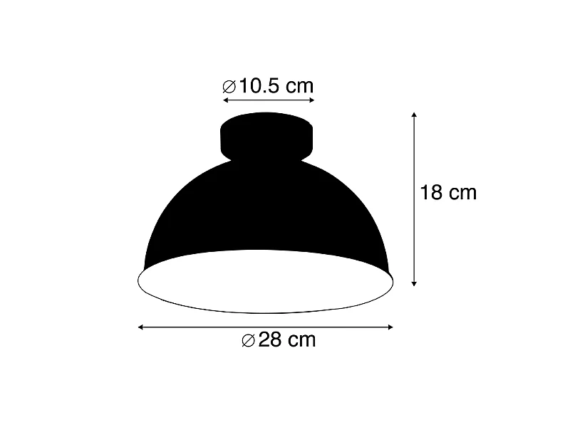 Plafonnier industriel noir & or 28 cm - Magnax