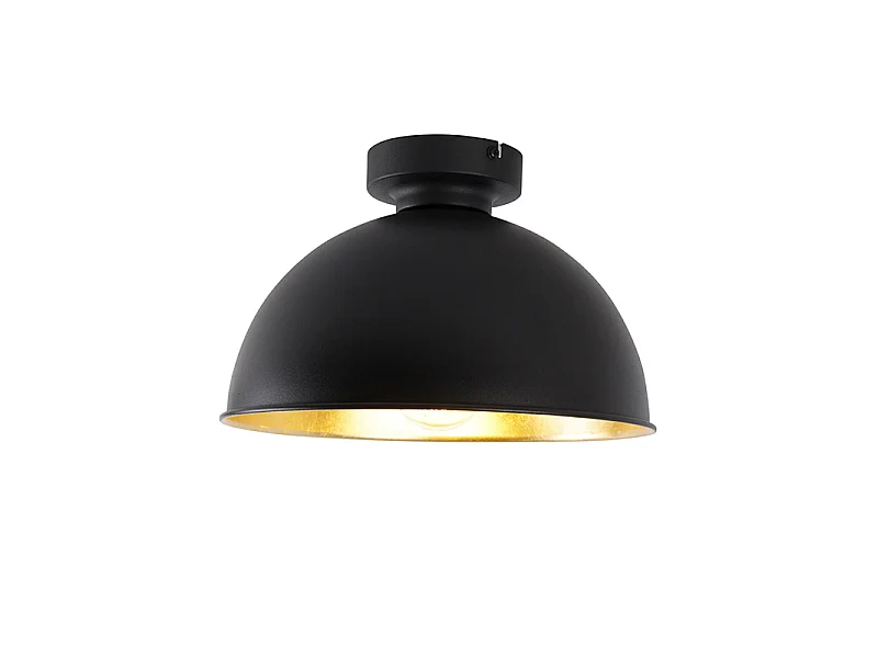 Plafonnier industriel noir & or 28 cm - Magnax