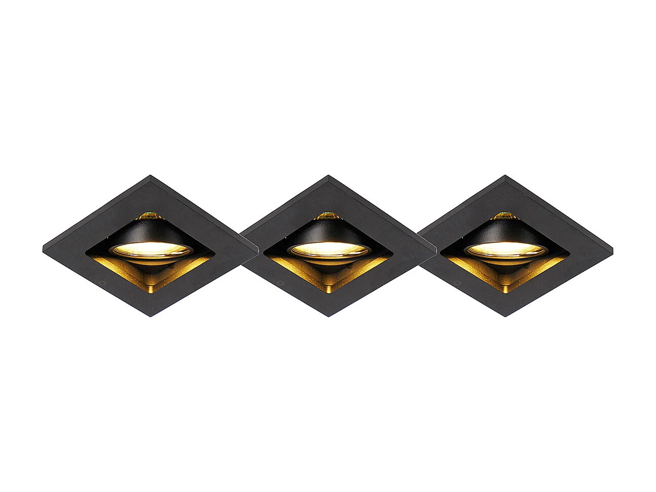 Lot de 3 spots encastrables modernes noirs orientables - Qure
