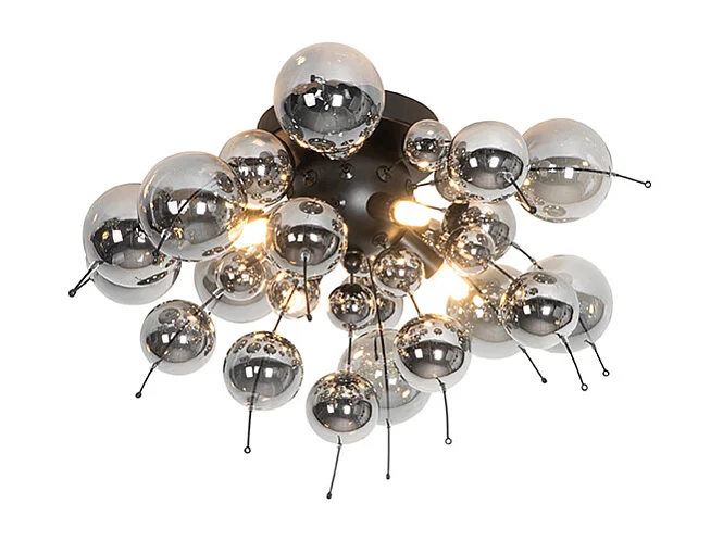 Plafonnier noir avec verre fumé 50 cm 4 lumières - Explode