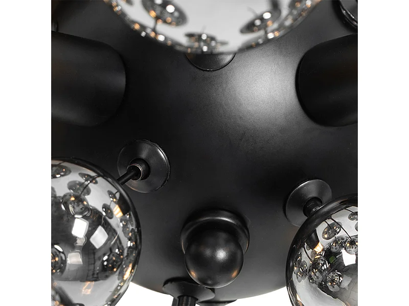 Plafonnier noir avec verre fumé 50 cm 4 lumières - Explode