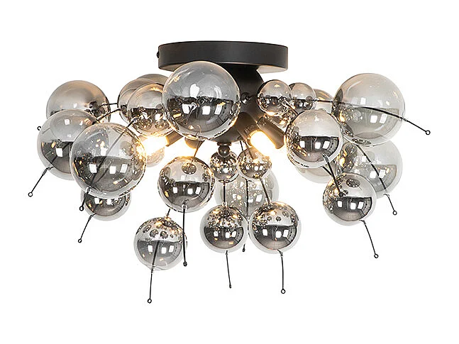 Plafonnier noir avec verre fumé 50 cm 4 lumières - Explode