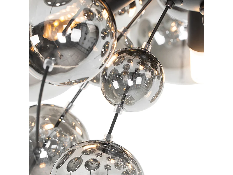 Plafonnier design noir avec verre fumé 4 lumières - Explode