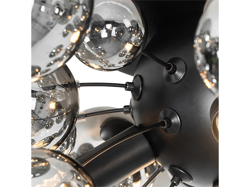 Plafonnier design noir avec verre fumé 4 lumières - Explode