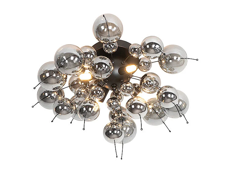 Plafonnier design noir avec verre fumé 4 lumières - Explode