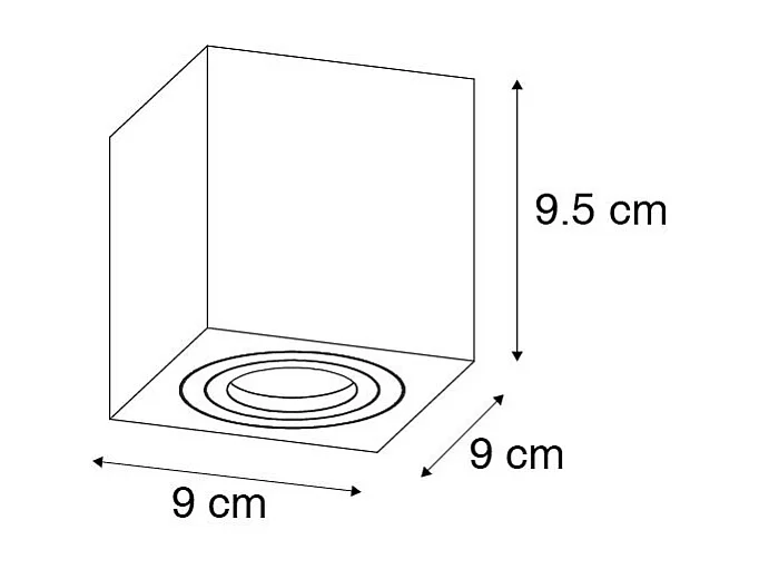 Spot de salle de bain moderne carré noir IP44 - Capa