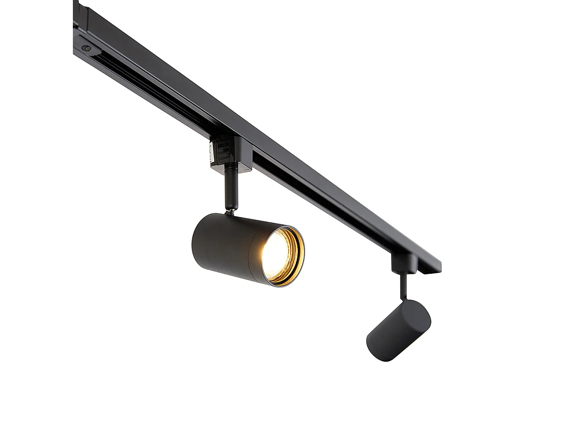 Système sur rail intelligent monophasé avec 4 spots GU10 WiFi noirs - Jeana