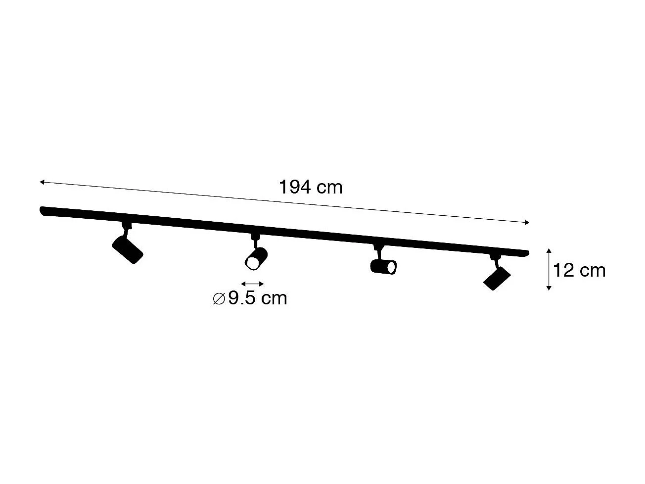 Système d'éclairage sur rail monophasé intelligent avec 4 spots WiFi GU10 noirs - Iconic Jeana