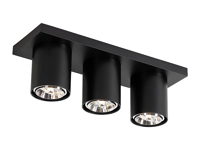 Spot de plafond moderne noir 3 lumières - Tubo