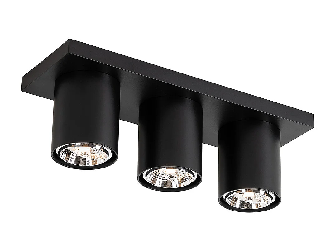 Spot de plafond moderne noir 3 lumières - Tubo