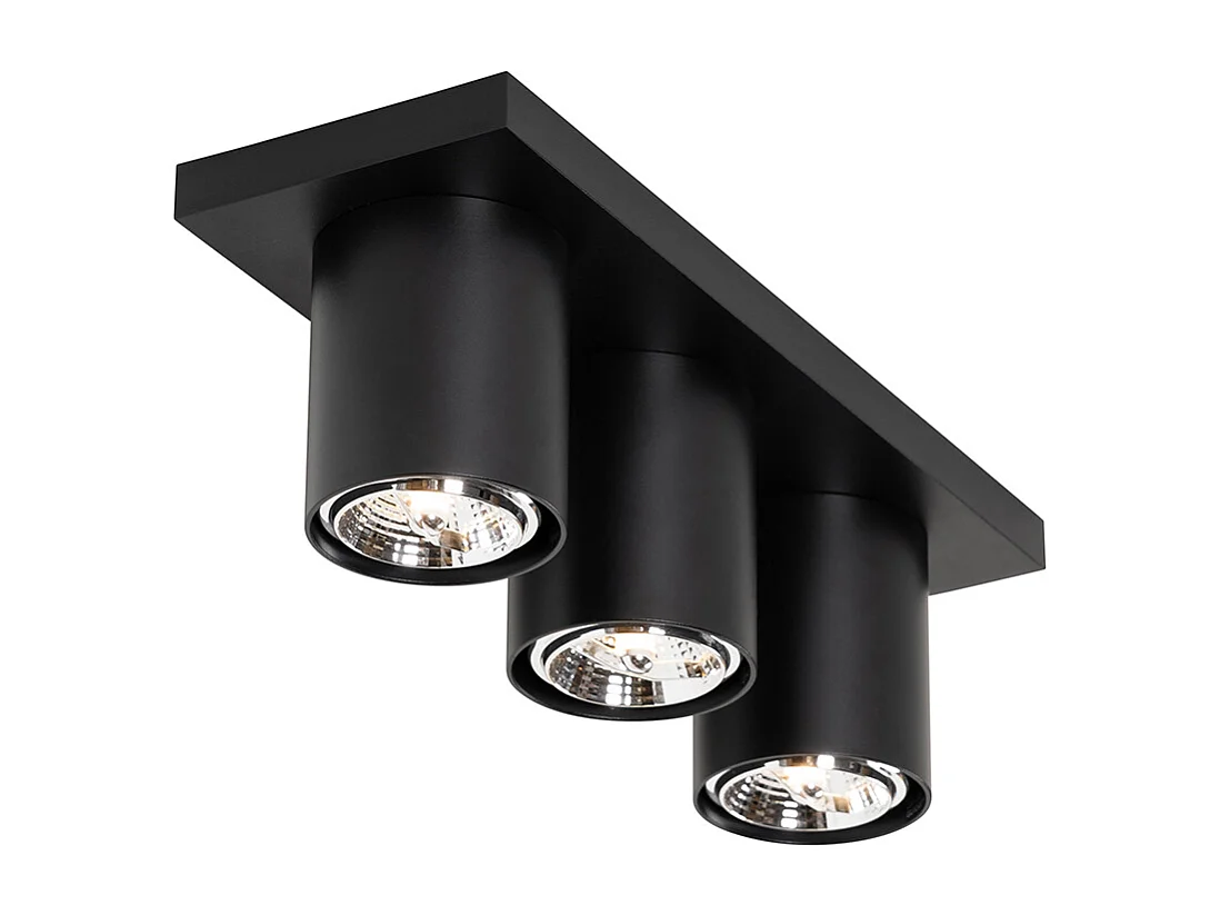 Spot de plafond moderne noir 3 lumières - Tubo