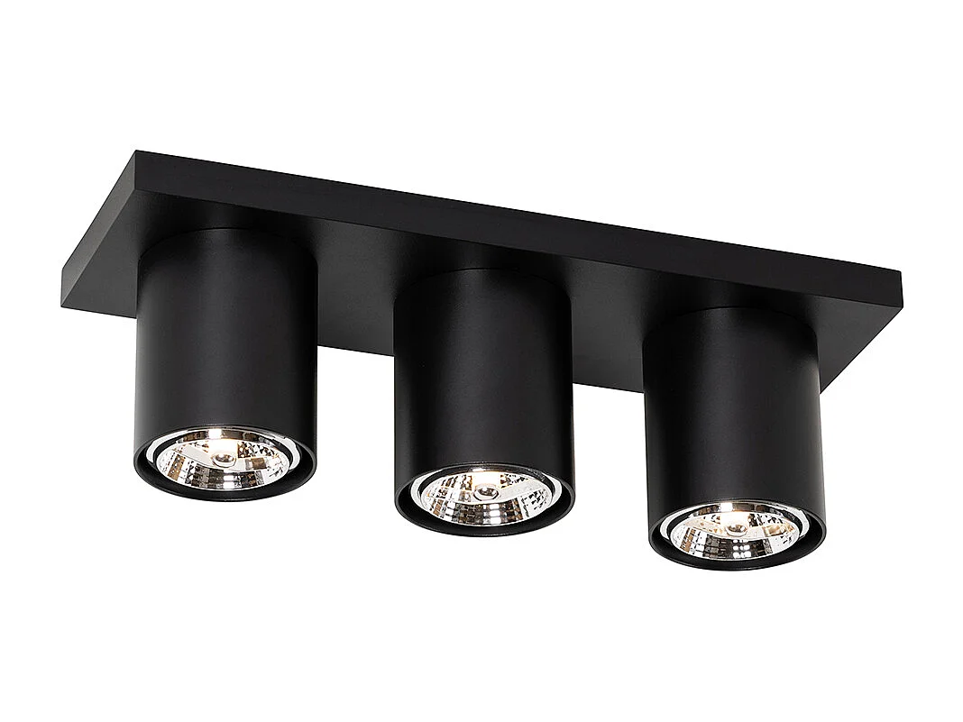 Spot de plafond moderne noir 3 lumières - Tubo