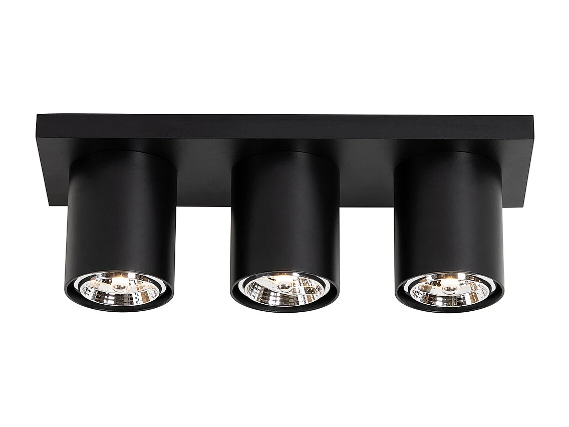 Spot de plafond moderne noir 3 lumières - Tubo