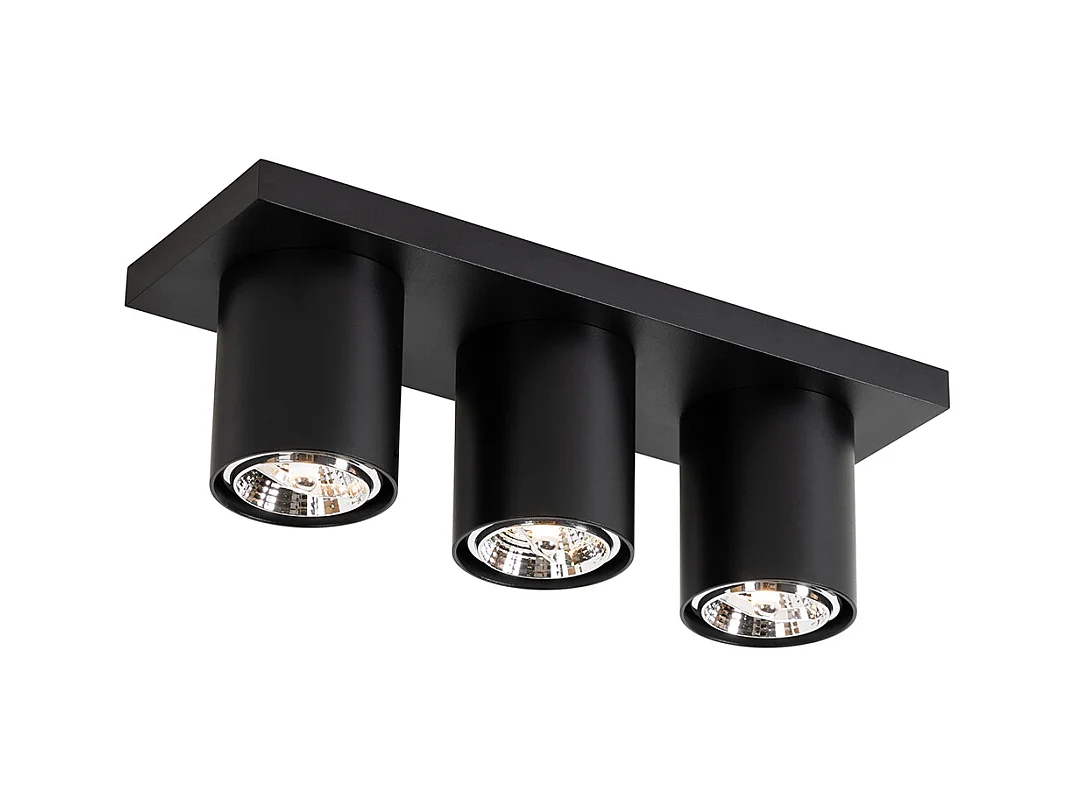 Spot de plafond moderne noir 3 lumières - Tubo