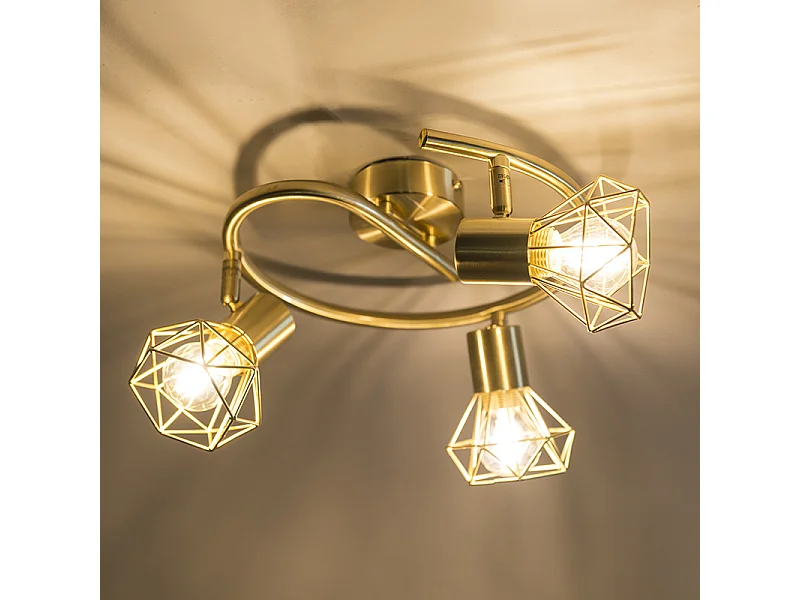 Spot Art Déco en laiton réglable et inclinable 3 lumières - Mosh