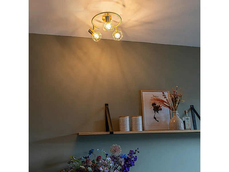 Spot Art Déco en laiton réglable et inclinable 3 lumières - Mosh