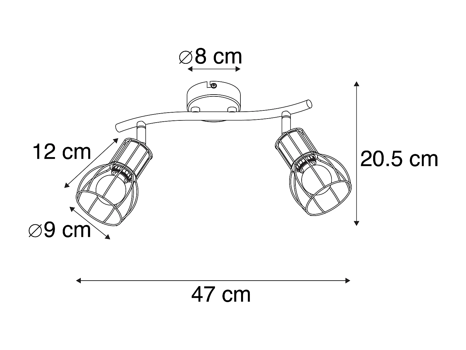 Spot encastré moderne noir 2 lumières orientables - Botu