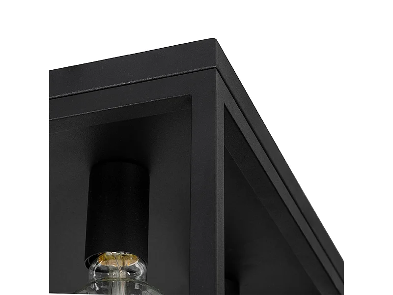 Plafonnier industriel noir 40 cm 4 lumières - Cage
