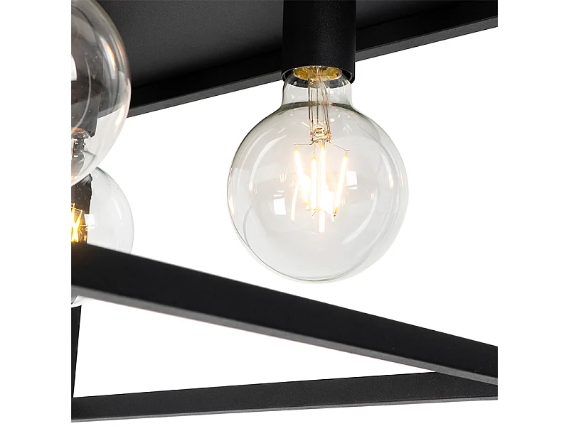 Plafonnier industriel noir 40 cm 4 lumières - Cage