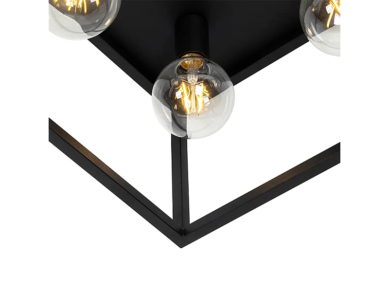 Plafonnier industriel noir 40 cm 4 lumières - Cage