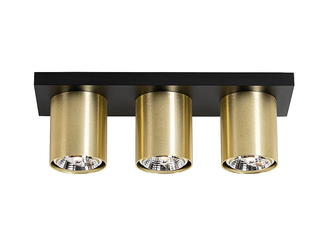 Spot de plafond moderne noir et doré 3 lumières - Tubo