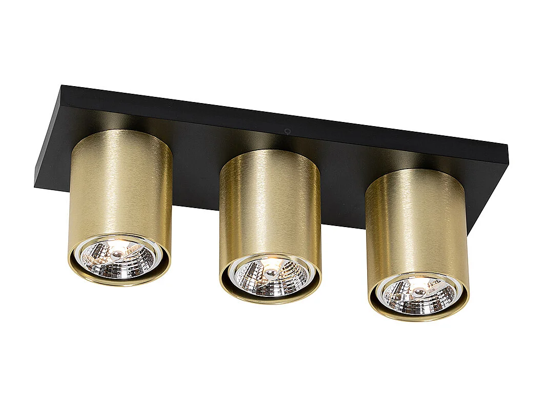Spot de plafond moderne noir avec or 3 lumières - Tubo