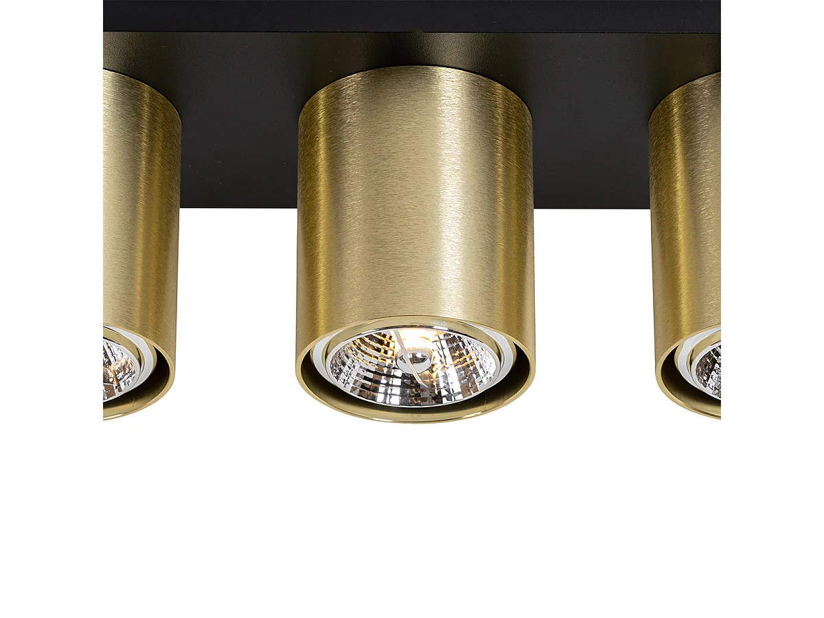 Spot de plafond moderne noir avec or 3 lumières - Tubo