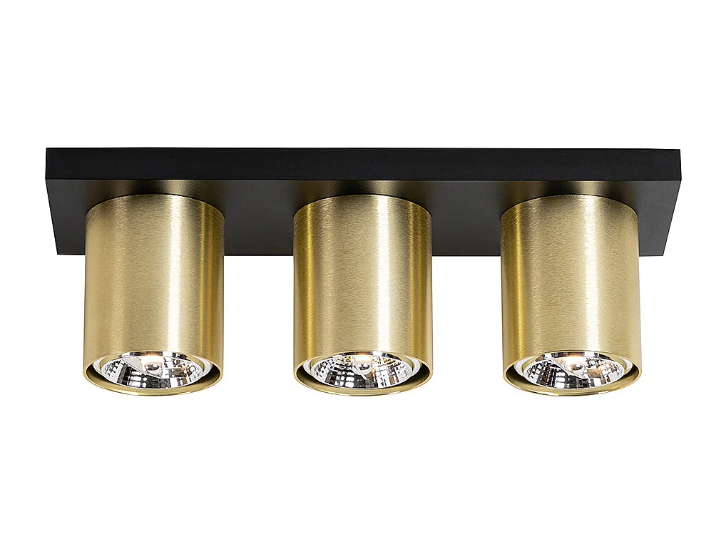 Spot de plafond moderne noir avec or 3 lumières - Tubo