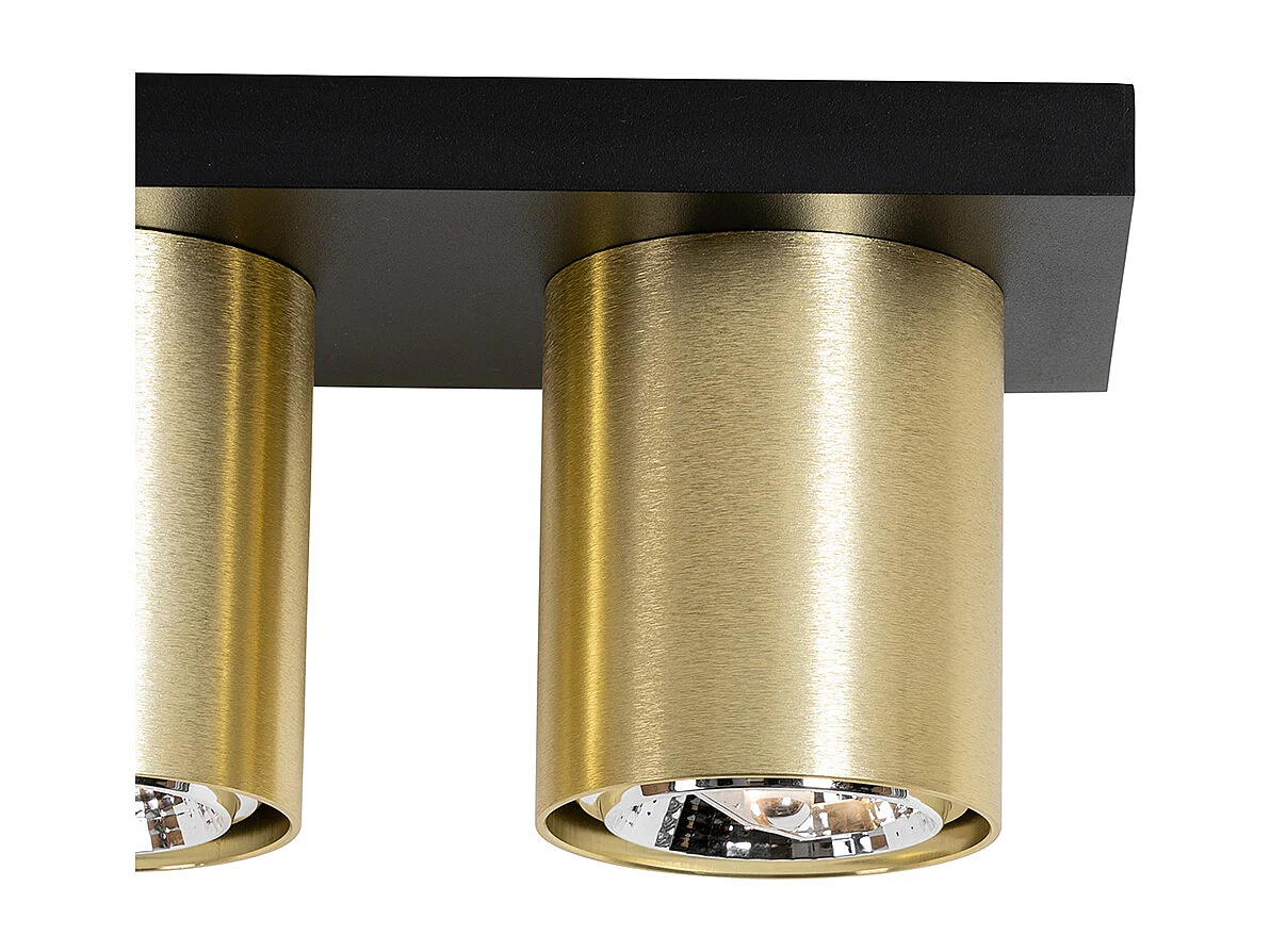 Spot de plafond moderne noir avec or 3 lumières - Tubo