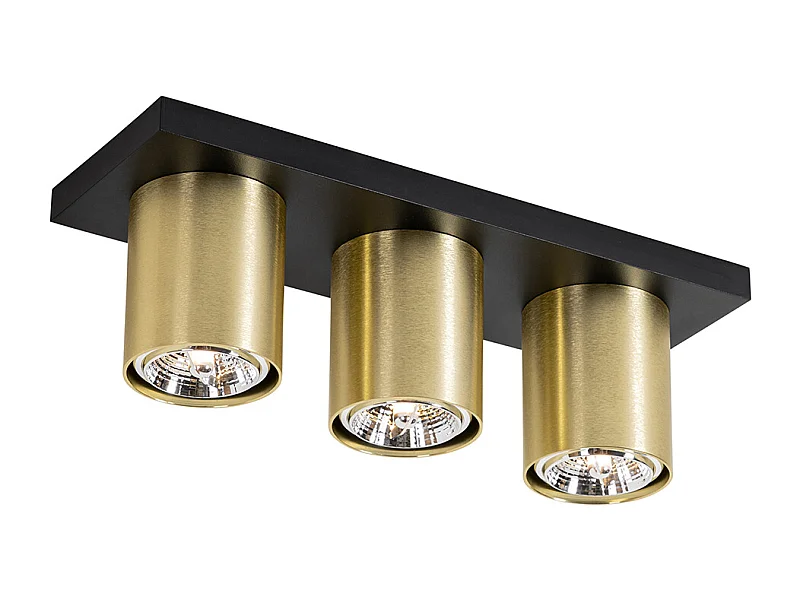 Spot de plafond moderne noir avec or 3 lumières - Tubo