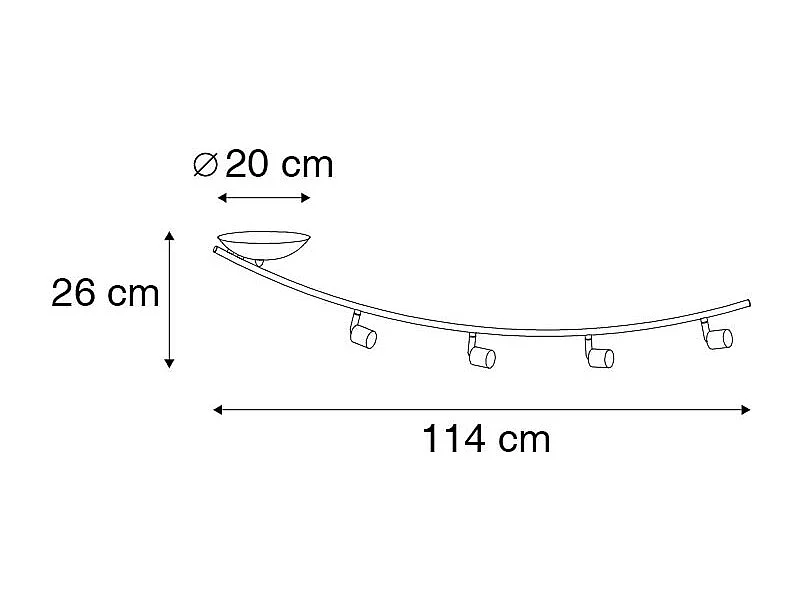 Spot encastré moderne incurvé noir 4 lumières - Jeany