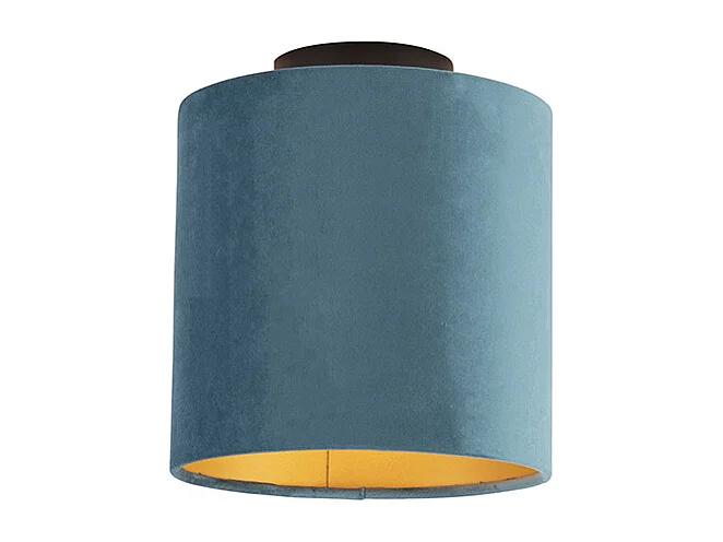 Plafonnier avec abat-jour en velours bleu et or 20 cm - Combi noir