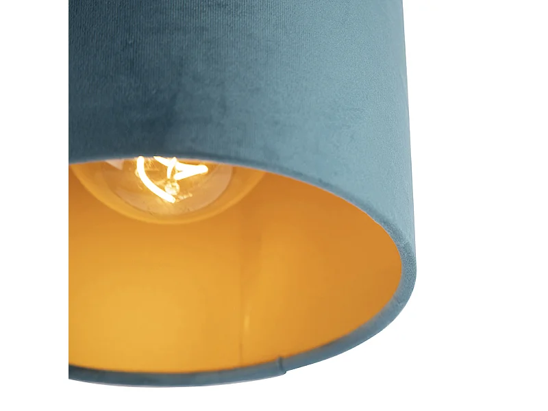 Plafonnier avec abat-jour en velours bleu et or 20 cm - Combi noir