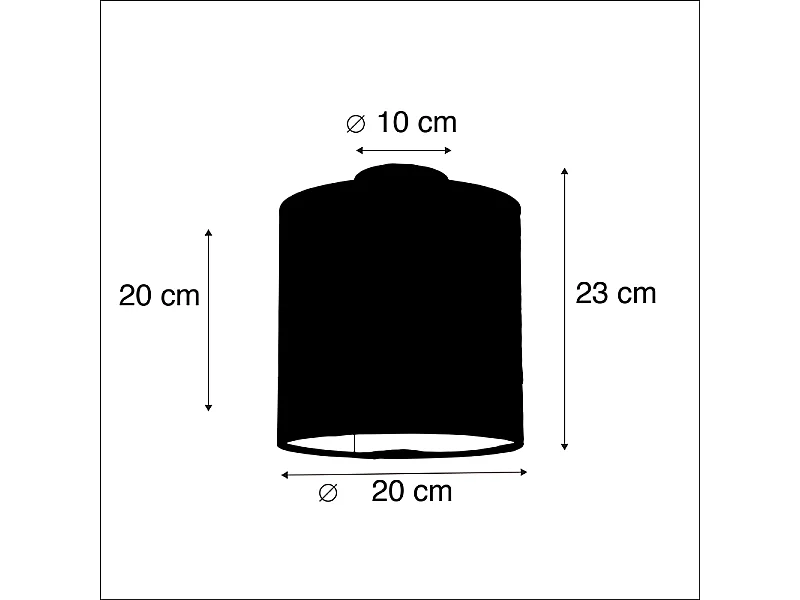 Plafonnier avec abat-jour en velours bleu et or 20 cm - Combi noir