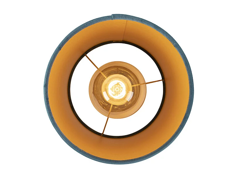 Plafonnier avec abat-jour en velours bleu et or 20 cm - Combi noir