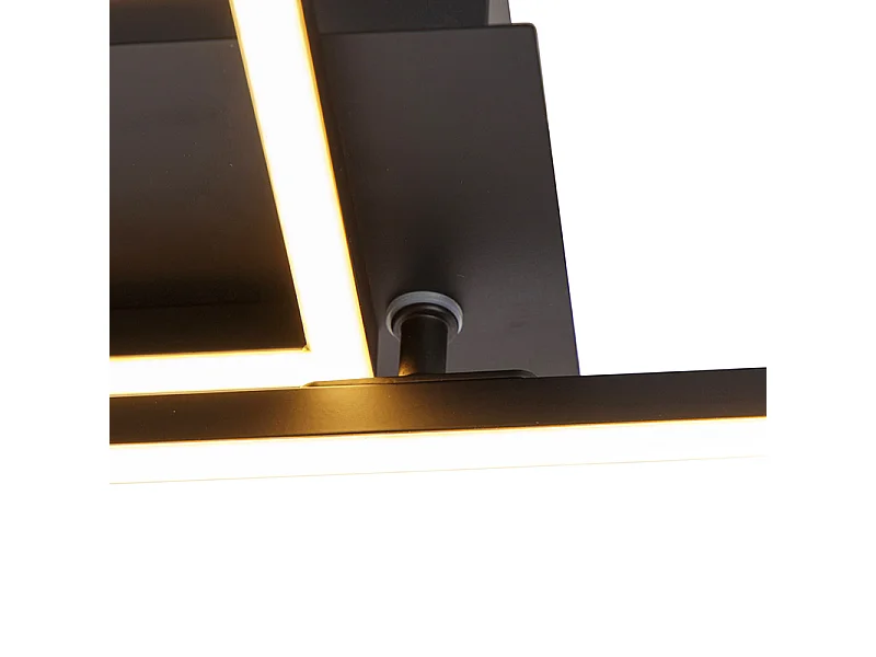 Plafonnier allongé noir dimmable en 3 étapes - PLAZAS NOVO