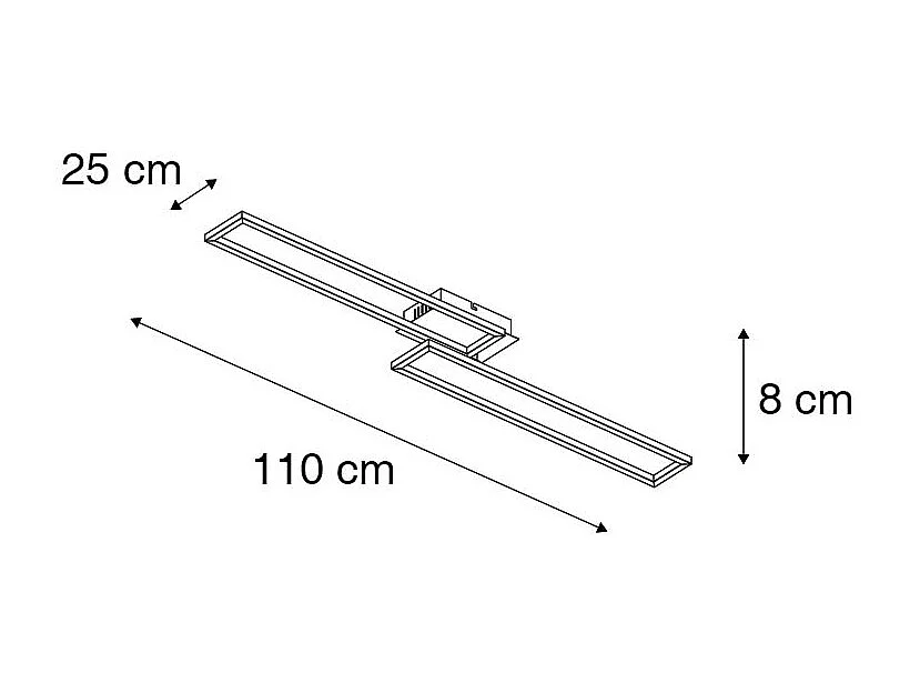 Plafonnier allongé noir dimmable en 3 étapes - PLAZAS NOVO