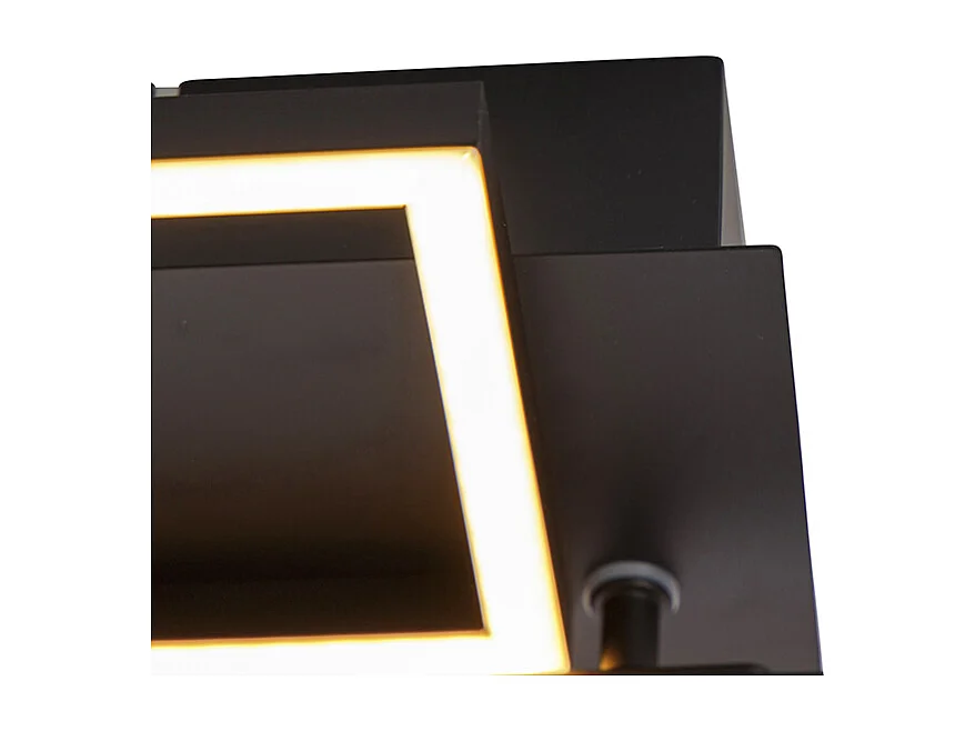 Plafonnier allongé noir dimmable en 3 étapes - PLAZAS NOVO