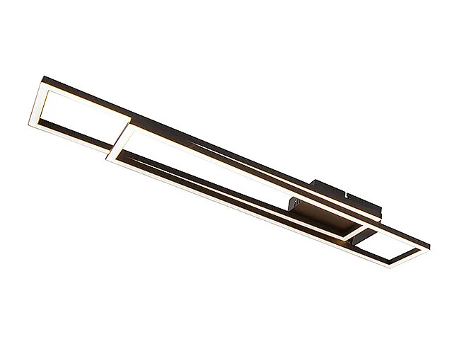 Plafonnier allongé noir 3 niveaux de luminosité - Plazas Novo